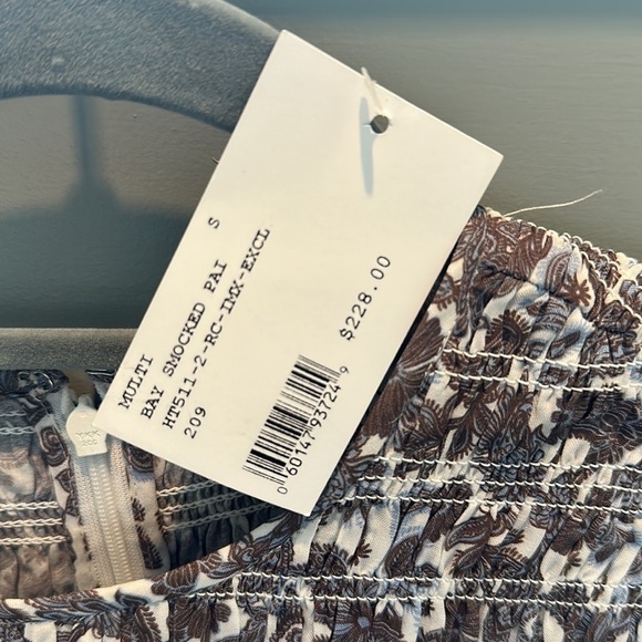 NEW Intermix Womens Bay Smocked Blouse Cropped Long Sleeve Multi Pattern Size S - Picture 4 of 6